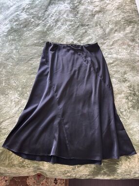 Banana Republic Black Satin A-Line Midi Skirt